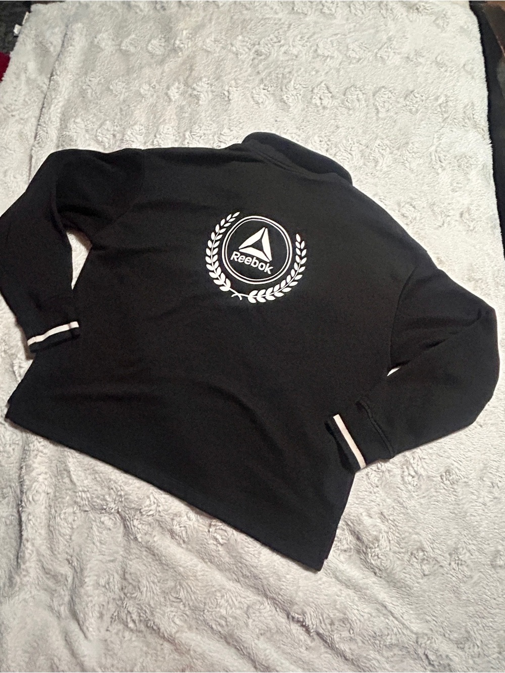 Reebok Black Women's Collared Sweatshirt with White Trim